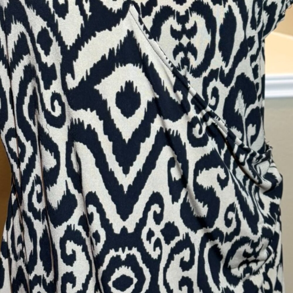💗 Jones New York Signature Sheath Ruch Waist Short Sleeve Midi Dress Size L - Picture 3 of 11